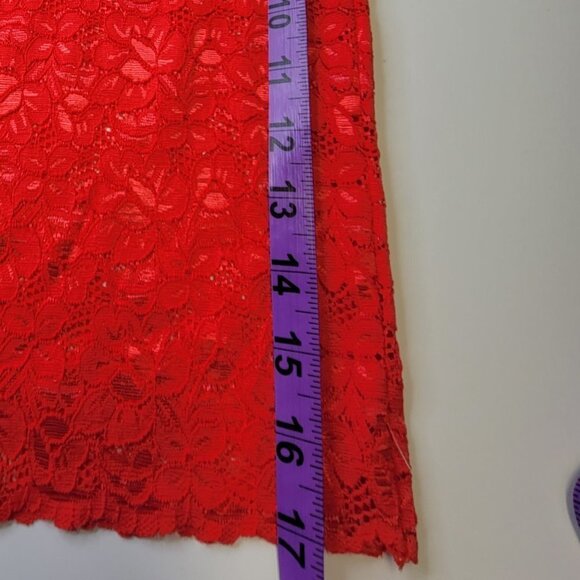 Red Lace Long Camisole Lace Tank Top Stretchy Long Camisole - Size L- NEW - Picture 12 of 13